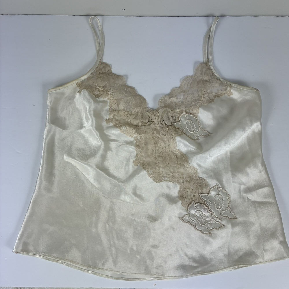 Vintage Victoria's Secret Ivory Lace Trim Camisole Top Small Fairy Y2K